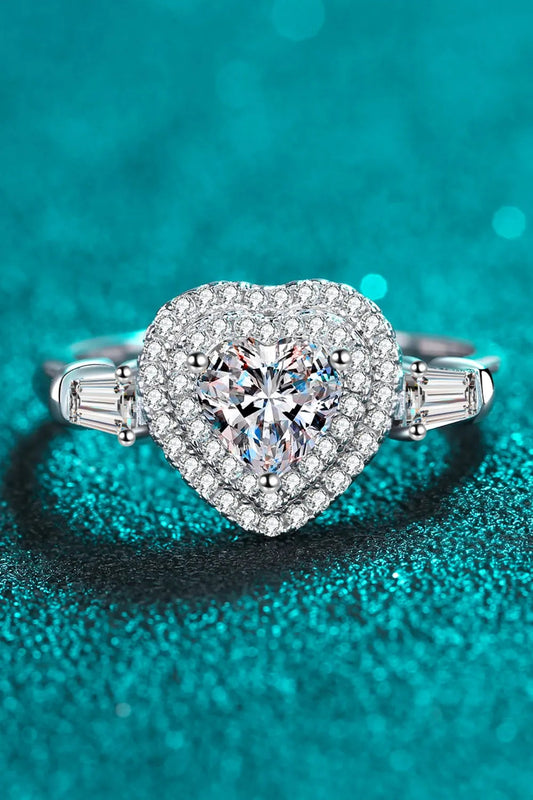 1 Carat Moissanite 925 Sterling Silver Heart Ring Trendsi