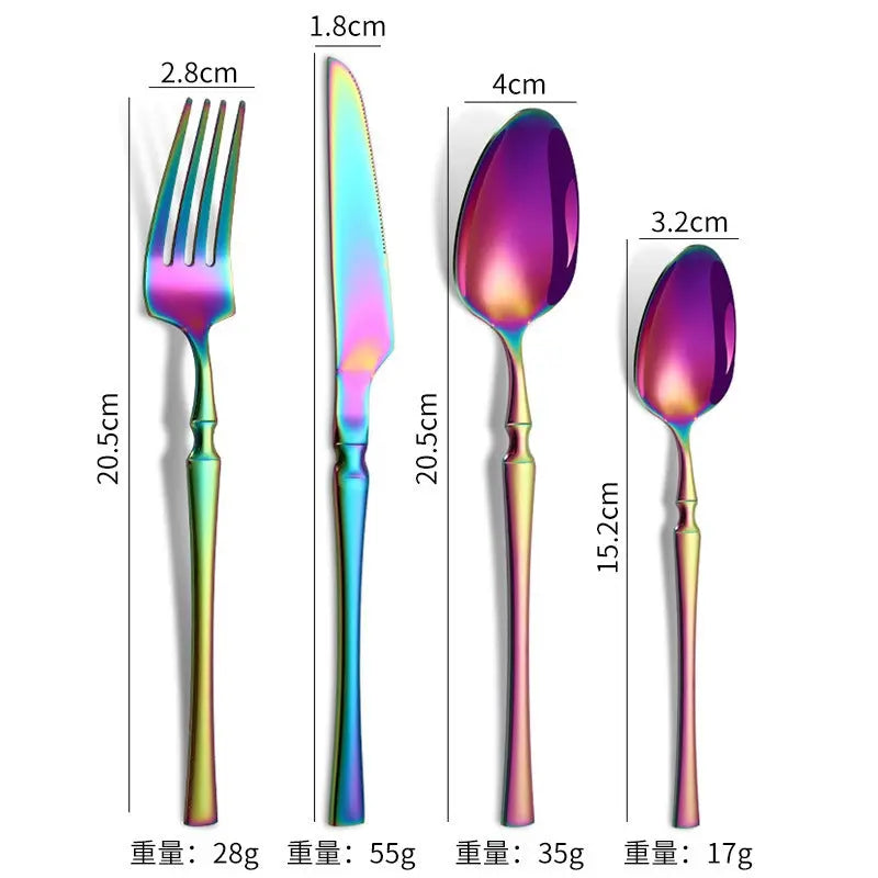 Small waist stainless steel knife, fork, and spoon set of 24 pieces, gold steak knife, fork, stainless steel tableware set, coffee spoon eprolo