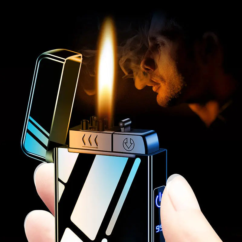 Gas electric triple fire metal windproof inflatable charging lighter personalized and creative trendy gift for boyfriend eprolo