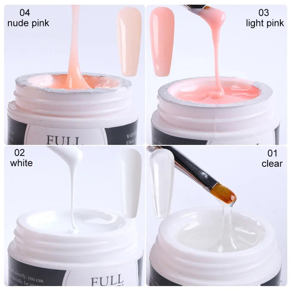 15ml Quick Building Gel for Nail Extension Acrylic White Clear UV Builder Gel Manicure Nail Art Prolong Forms Tips LA1623 eprolo