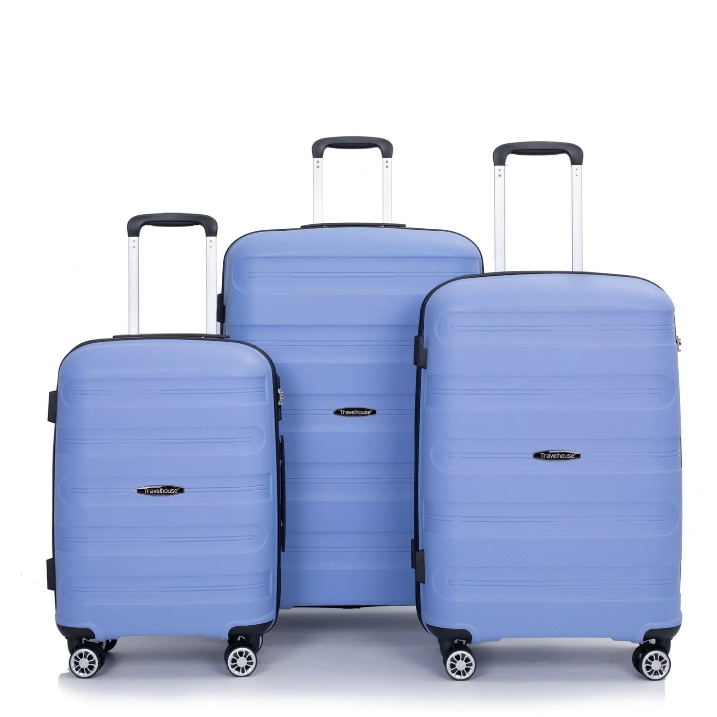 Hardshell Suitcase Spinner Wheels PP Luggage Sets Lightweight Durable Suitcase ,3-Piece Set (20/24/28) ,Purplish Blue eprolo