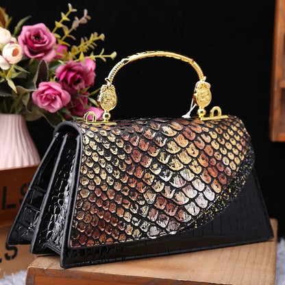 Snake grain leather fashionable portable trapezoid bag single shoulder crossbody bag eprolo