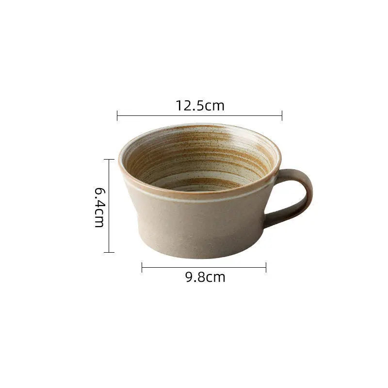 Coarse pottery coffee cup and plate set creative handmade retro coffee cup artistic cup plate milk cup eprolo