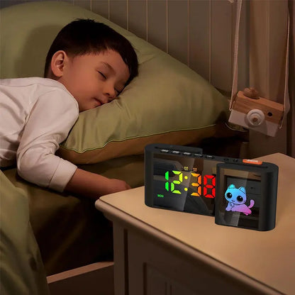 Creative S-shaped Dual-Screen RGB Colorful Alarm Clock, Adorable Cartoon Night Light Electronic Clock eprolo