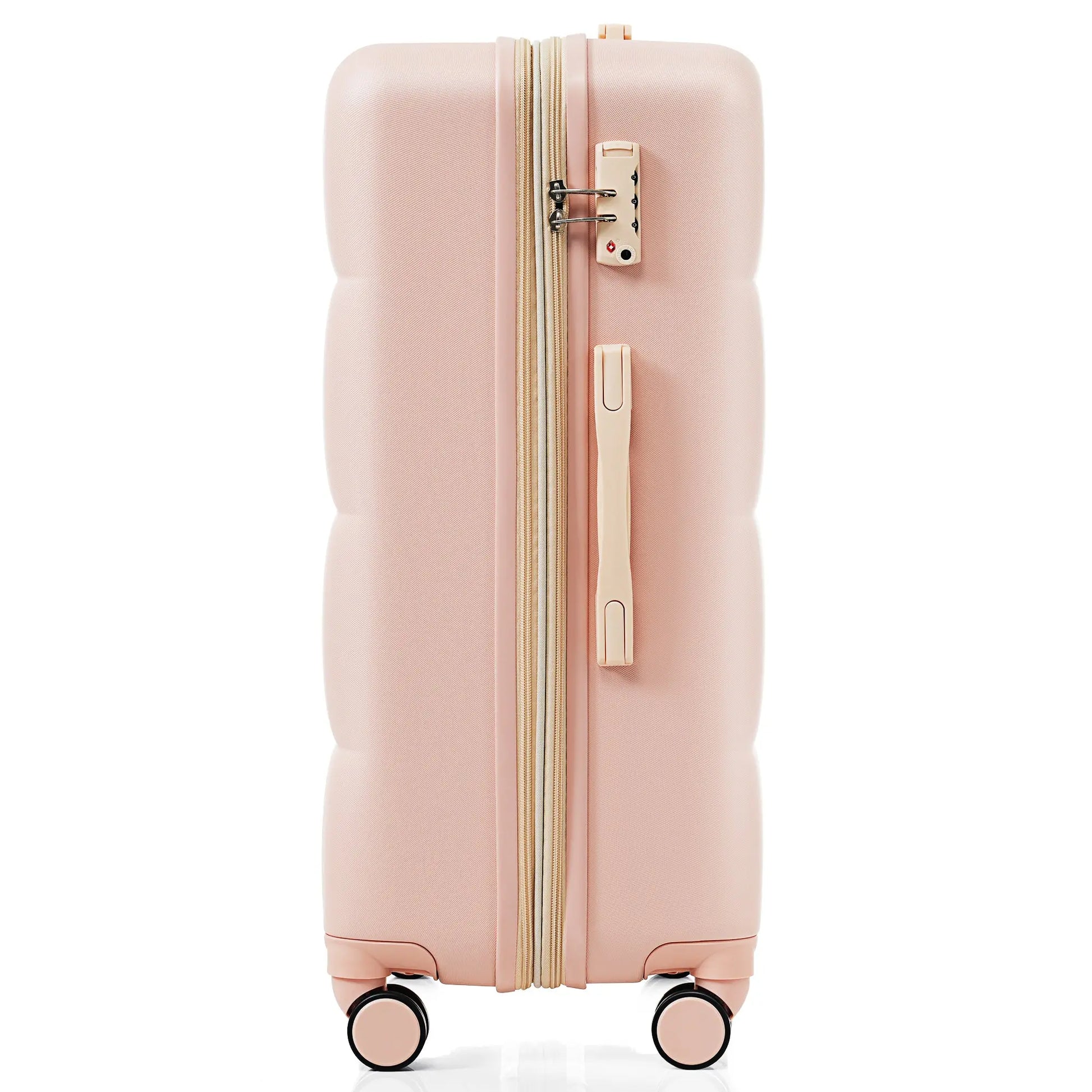 3-piece luggage set, 20 inches, ABS hard shell luggage with USB port and cup holder rotating wheel, pink color eprolo