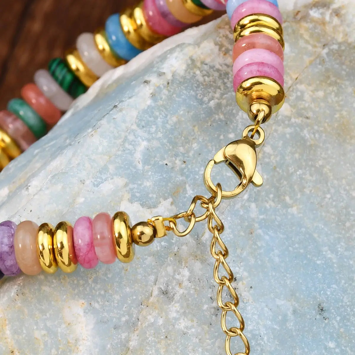 Ins style dopamine colored natural stone bead bracelet for women niche and high-end non fading crystal bracelet eprolo