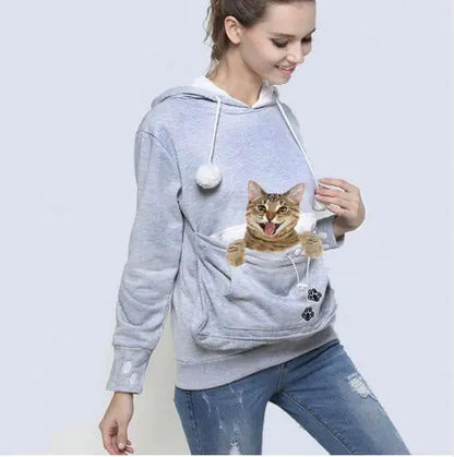 Pet Pouch Sweatshirt Cat Lovers Hoodie Kangaroo Dog Paw Pullovers Pocket Animal Ear Hooded eprolo