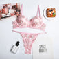 New Sexy Lingerie Set Flower Embroidery Girl Underwear With Chest Pad eprolo