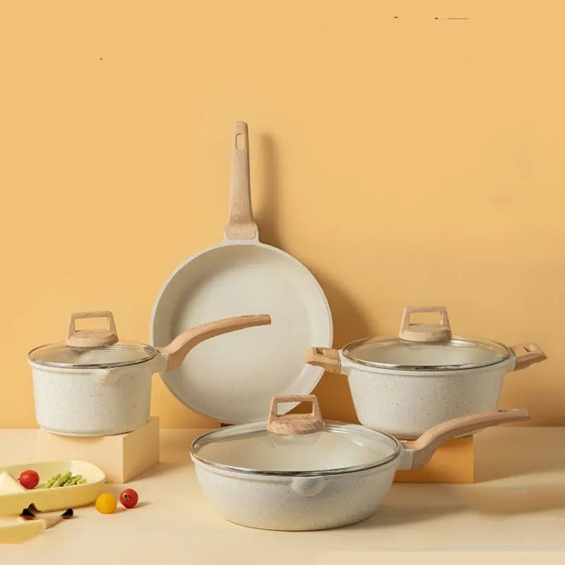 Medical stone non-stick pot soup pot stew pot frying pan wok milk pot frying pan steaming marble granite pot set eprolo