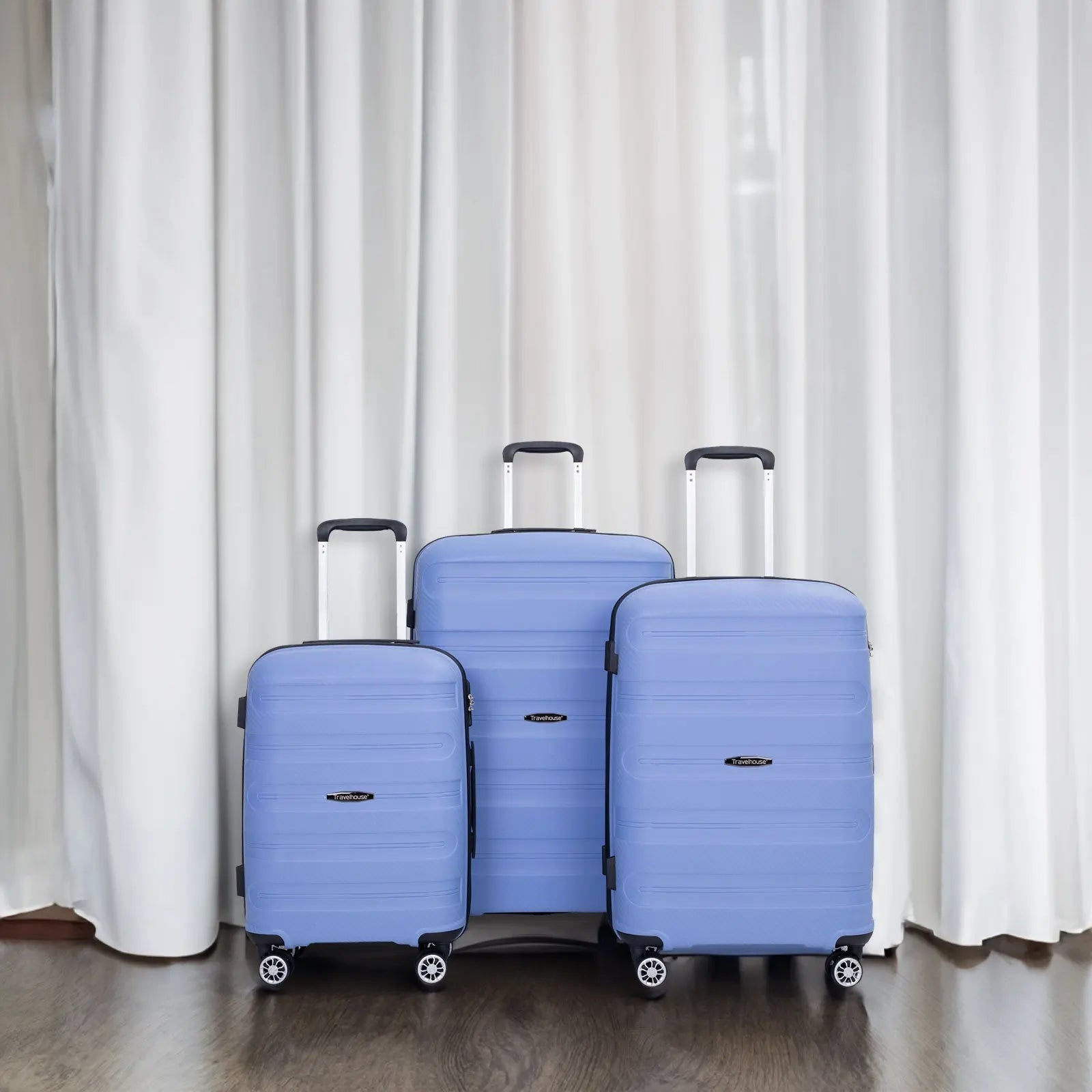 Hardshell Suitcase Spinner Wheels PP Luggage Sets Lightweight Durable Suitcase ,3-Piece Set (20/24/28) ,Purplish Blue eprolo