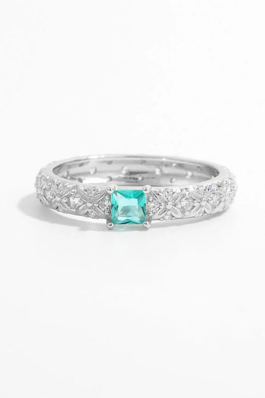 925 Sterling Silver Square Zircon Ring Trendsi