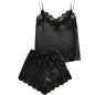 Women Sleepwear Sleeveless Strap Nightwear Lace Trim Satin Cami Top Pajama Sets Sexy Lingerie Intimate Ladies pijama mujer eprolo