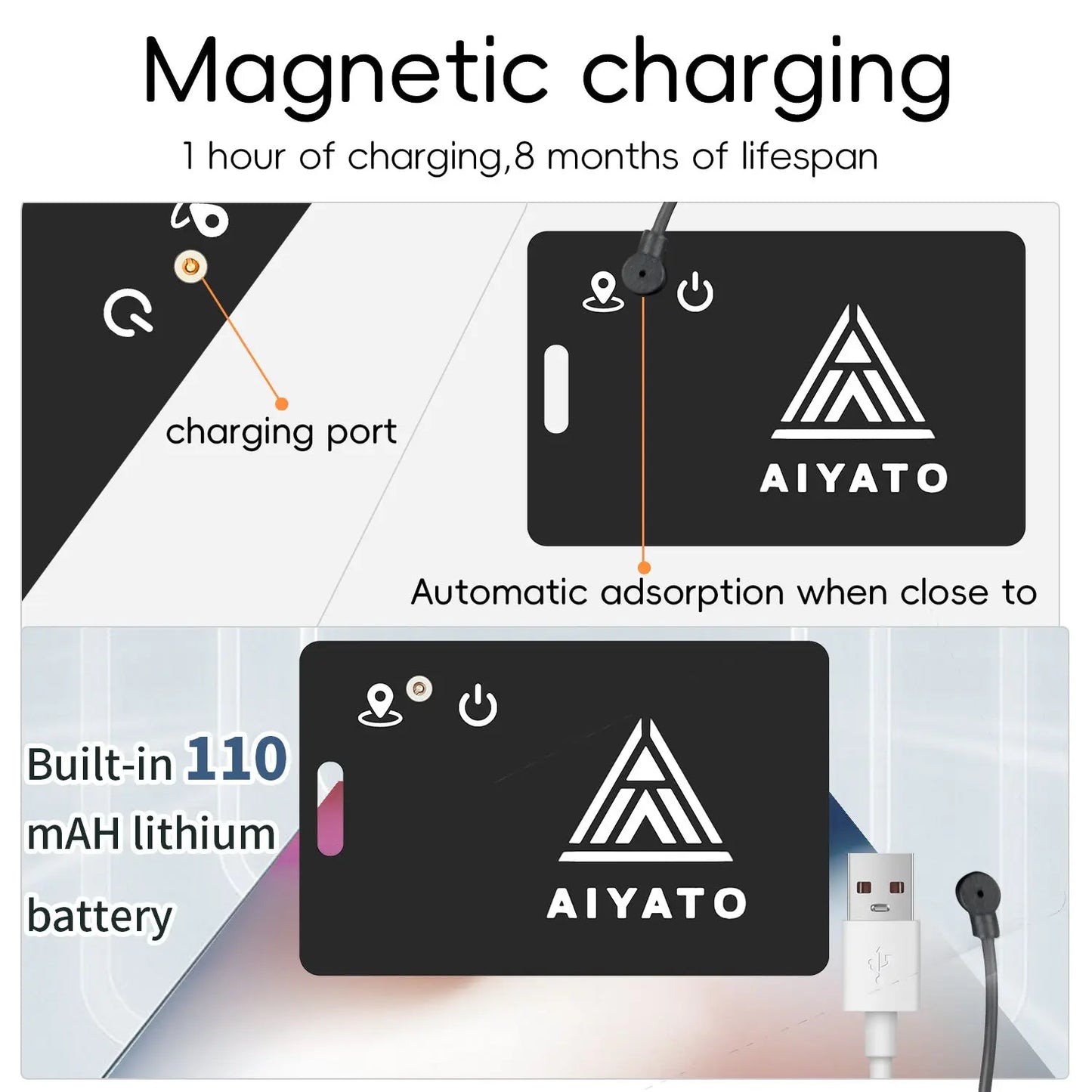 AIYATO anti-lost device ultra-thin card charging AirTag locator Love duck head Find My global positioning eprolo