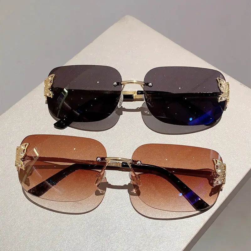 Frameless rectangular butterfly retro women's internet famous street photography diamond studded sunglasses eprolo