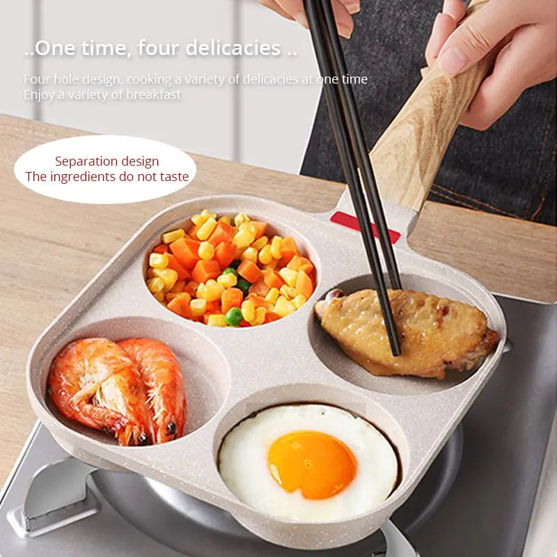 Fried Egg Burger Machine Frying Pan Non-Stick Surface Household Four Hole Breakfast Pan Fried Egg Divine Tool Pancake Pan eprolo