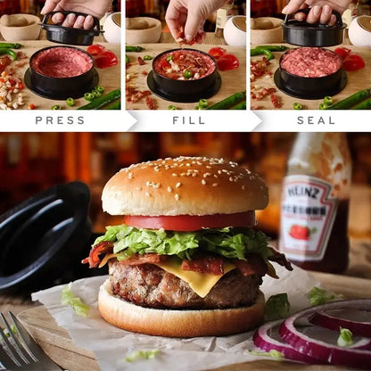 3-in-1 Manual Kitchen Gadget: Hamburger Patty, Round Beef Burger & Meatball Press. eprolo