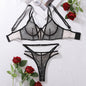 Embroidered Fun Set Mesh Perspective Splicing Sexy Gathering Underwear Two Piece Set eprolo