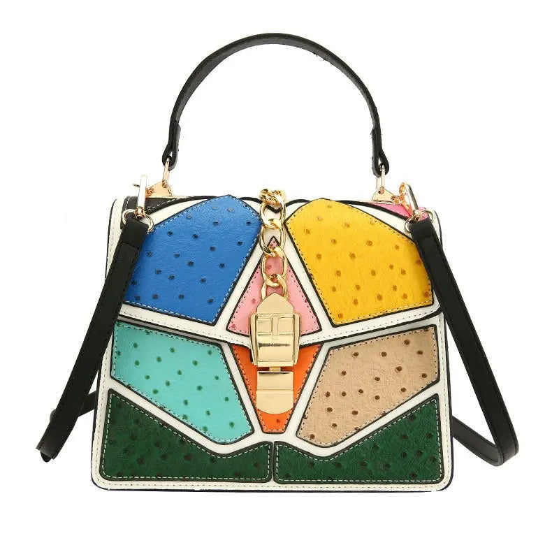 Color blocking hand-held small square bag, versatile for women, single shoulder eprolo