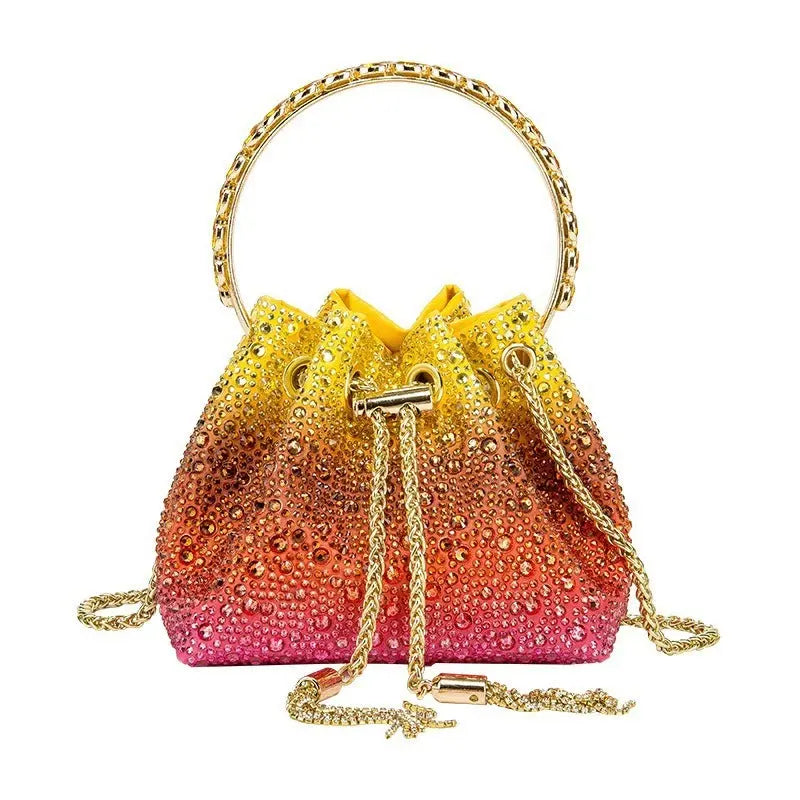 Water bucket bag, colorful drawstring, hot diamond bag, one shoulder crossbody handbag eprolo