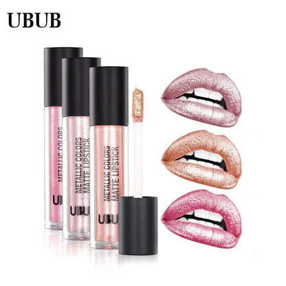 UBUB 12 Colors Glitter Metallic Lip Gloss Matte Waterproof Lip Stick Moisturizing Liquid Lipstick Makeup Cosmetic eprolo