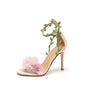 Pink pastoral chiffon flower fantasy high heels one-line vine strap sandals for women eprolo