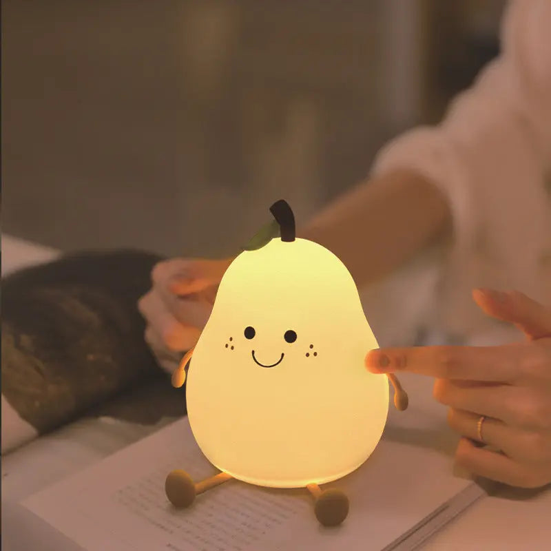 Creative Colorful Pear Duck Pear Night Light Pear Night Light Couple Gift Silicone Cute Night Light Sleeping Night Light eprolo