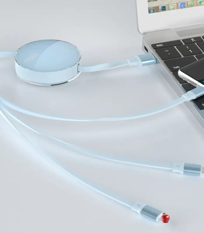 100W three in one telescopic data cable one to three charging cable.