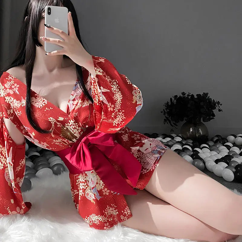 New Net Red Style Interesting Underwear Japanese-Style Printing Bunny Rabbit Kimono Game Uniform Temptation eprolo