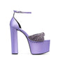 Rhinestone with thick heels and high heels sandals eprolo