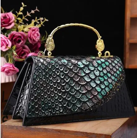 Snake grain leather fashionable portable trapezoid bag single shoulder crossbody bag eprolo