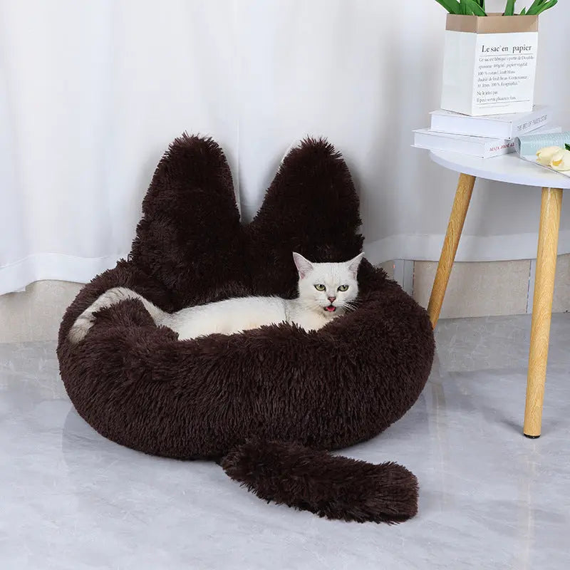 Round Cat House All Season Long Plush Pet House Cat House Warm Pet Supplies Dog Bed Pet Bed Pet Mat eprolo