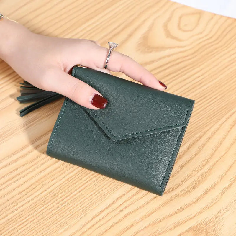 New women's wallet with multiple card slots, Su Liu short card bag, Korean version, small fresh leather wallet, wallet eprolo