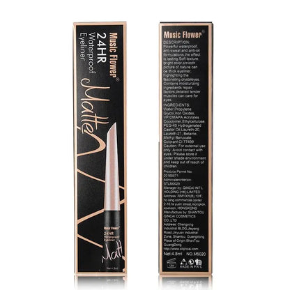 Music Flower Brand Waterproof Liqiud Eyeliner Pencil 24H Long-lasting Matte Eye Liner Delineador Black Eyelid Quick-Dry Makeup eprolo