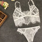 Sexy Bra Lingerie Lace Bras G-string Sheer Unpadded Mesh Bralette Sets Women White Trim Straps Bra Soft Deep V Cross Back Bras eprolo