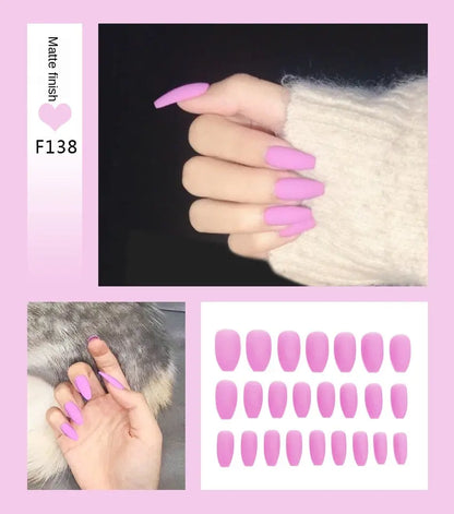 Nail Art Fake Nails Stiletto Tips Clear Press on Long False with Glue Coffin Stick Display Full Cover Artificial Designs Matte eprolo