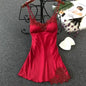 Women's Sexy Lingerie Silk Nightgown Summer Dress Lace Night Dress Sleepwear Babydoll Nightie Satin Homewear Chest Pad Nightwear eprolo