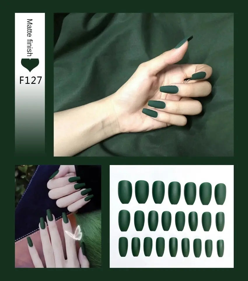 Nail Art Fake Nails Stiletto Tips Clear Press on Long False with Glue Coffin Stick Display Full Cover Artificial Designs Matte eprolo