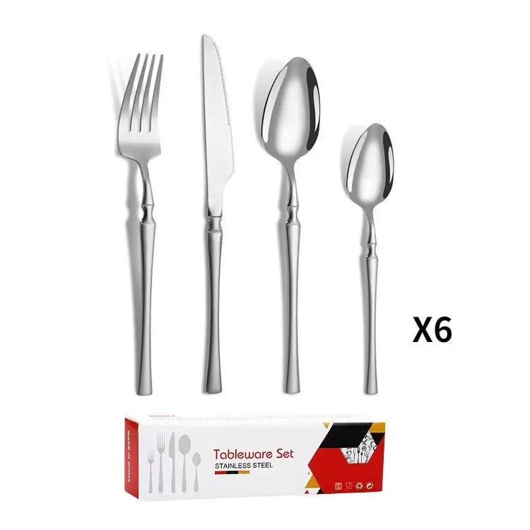 Small waist stainless steel knife, fork, and spoon set of 24 pieces, gold steak knife, fork, stainless steel tableware set, coffee spoon eprolo