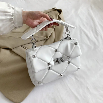 Popular New Texture Handbag Women's Bag Rivet Bag Summer Rhombus Chain Small Square Bag eprolo