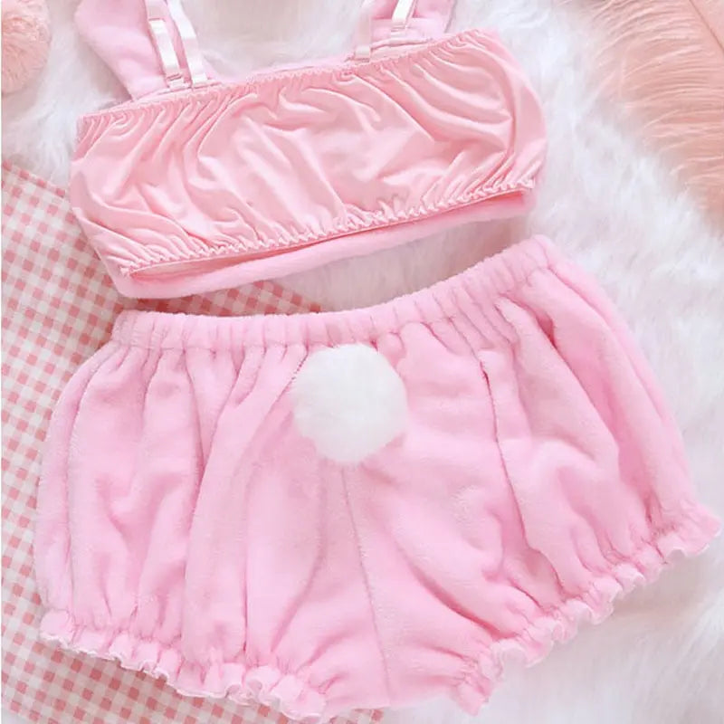 Adorable Anime Melody Kwaii Velvet Tube Top Panties Set features soft fabric and elastic fit, perfect for girls and women.