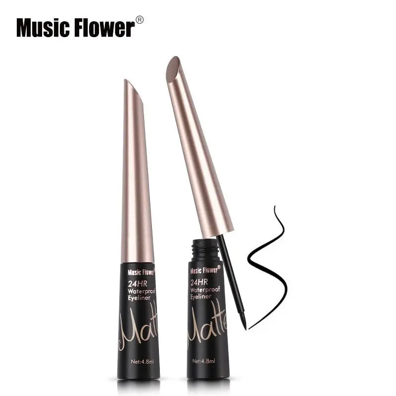 Music Flower Brand Waterproof Liqiud Eyeliner Pencil 24H Long-lasting Matte Eye Liner Delineador Black Eyelid Quick-Dry Makeup eprolo