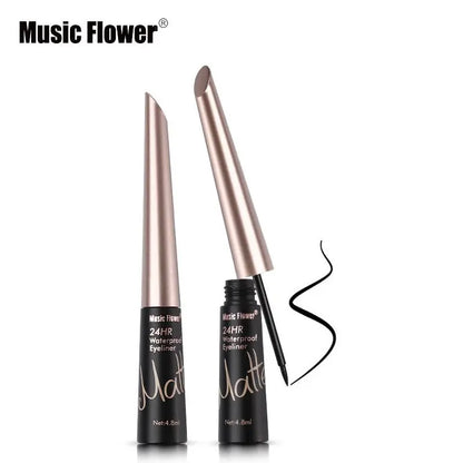 Music Flower Brand Waterproof Liqiud Eyeliner Pencil 24H Long-lasting Matte Eye Liner Delineador Black Eyelid Quick-Dry Makeup eprolo