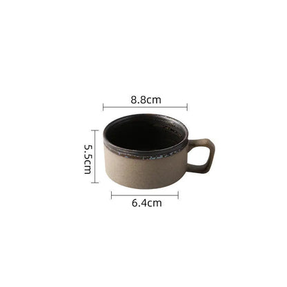 Coarse pottery coffee cup and plate set creative handmade retro coffee cup artistic cup plate milk cup eprolo