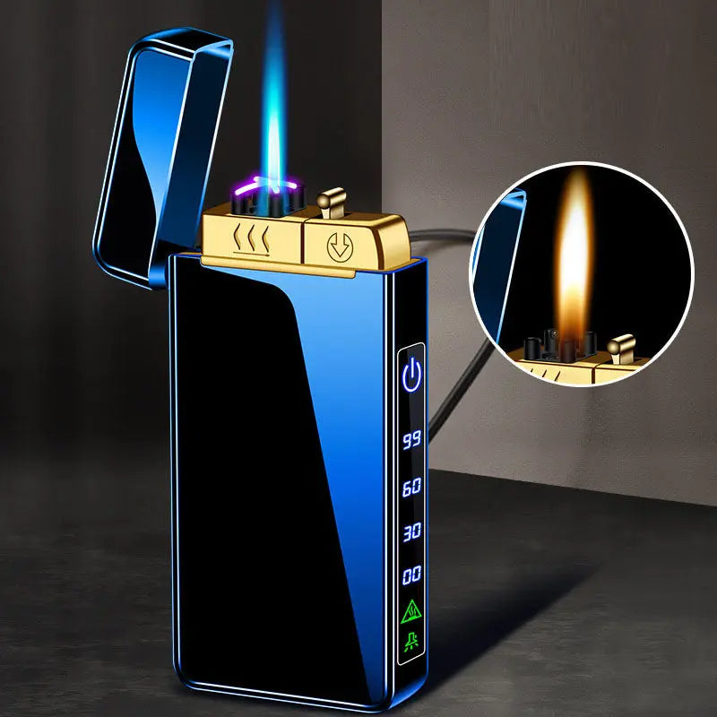 Gas electric triple fire metal windproof inflatable charging lighter personalized and creative trendy gift for boyfriend eprolo