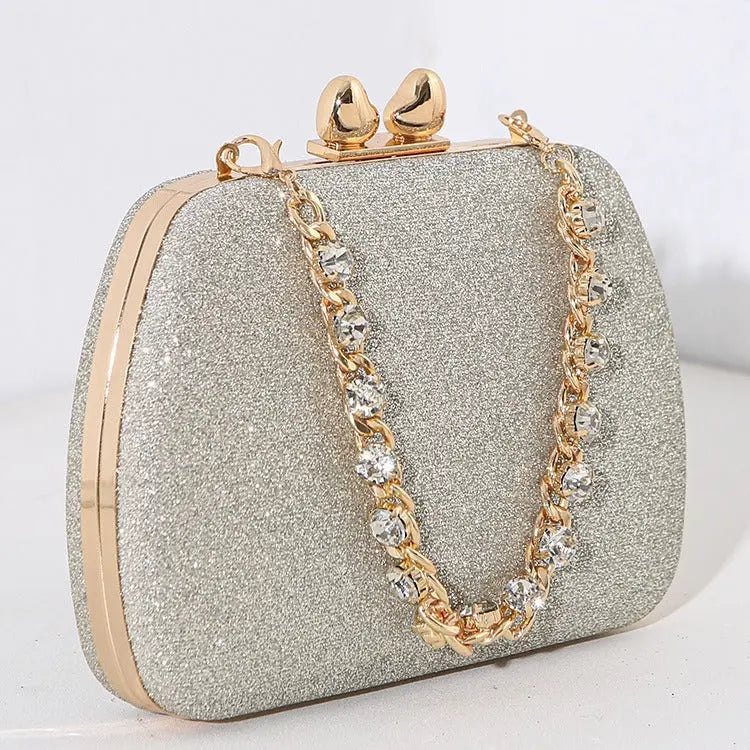 Little Love Water Diamond Chain Handheld Crossbody Small Square Bag Celebrity Banquet Handheld Bag eprolo