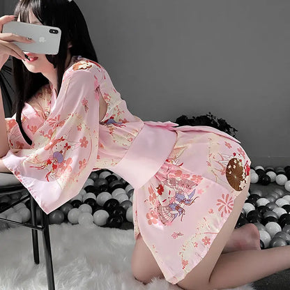 New Net Red Style Interesting Underwear Japanese-Style Printing Bunny Rabbit Kimono Game Uniform Temptation eprolo