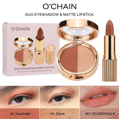 O'CHAIN Pearlescent two-color eyeshadow Matte lipstick does not fade and does not stick to the cup powdery delicate eyeshadow palette eprolo