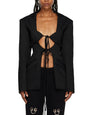 V-neck tie with hollow waist irregular splicing design stylish suit jacket for women eprolo