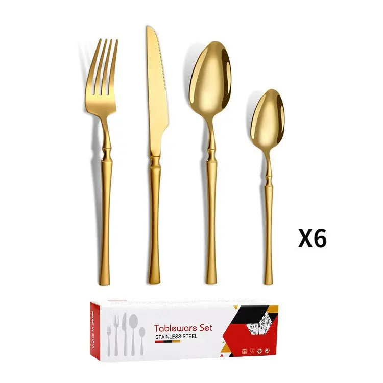 Small waist stainless steel knife, fork, and spoon set of 24 pieces, gold steak knife, fork, stainless steel tableware set, coffee spoon eprolo