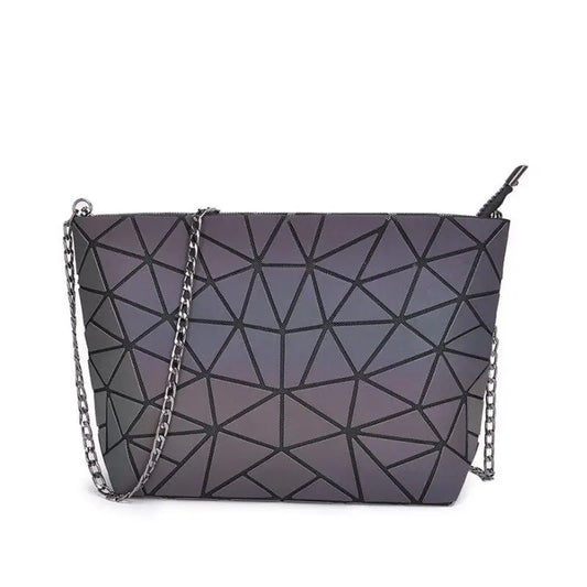 Luminous Bags for Women set folding Totes Geometric splice Lady Hand bags Chain Shoulder Bags Holographic purse eprolo